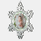 Baby's eerste kerstfeest groen plant lijst tin sneeuwvlok ornament (Rechts)
