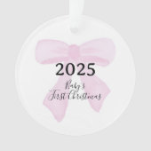 Baby's eerste kerstfeest JAAR Roze strikken Ornament (voorkant)