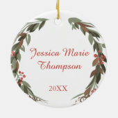 Baby's eerste kerstfeest met foto Keepasje Keramisch Ornament (Achterkant)