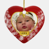 Baby's eerste kerstfeest met gouden lef Foto Keepa Keramisch Ornament (Achterkant)
