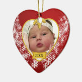 Baby's eerste kerstfeest met gouden lef Foto Keepa Keramisch Ornament (Links)