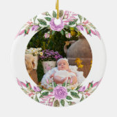 Baby's eerste kerstfeest met lijst van bloemen keramisch ornament (Achterkant)