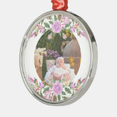 Baby's eerste kerstfeest met lijst van bloemen metalen ornament (Links)