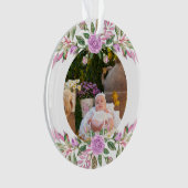 Baby's eerste kerstfeest met lijst van bloemen ornament (voorkant)