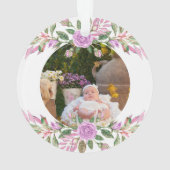 Baby's eerste kerstfeest met lijst van bloemen ornament (achterkant)