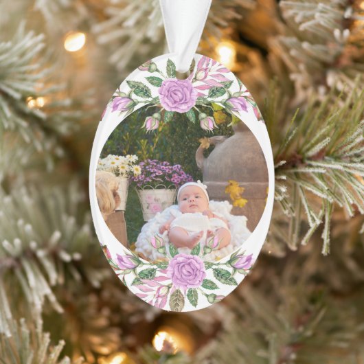Baby's eerste kerstfeest met lijst van bloemen ornament (Boom)