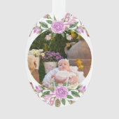 Baby's eerste kerstfeest met lijst van bloemen ornament (voorkant)