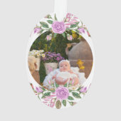 Baby's eerste kerstfeest met lijst van bloemen ornament (achterkant)
