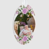 Baby's eerste kerstfeest met lijst van bloemen ornament (voorkant)