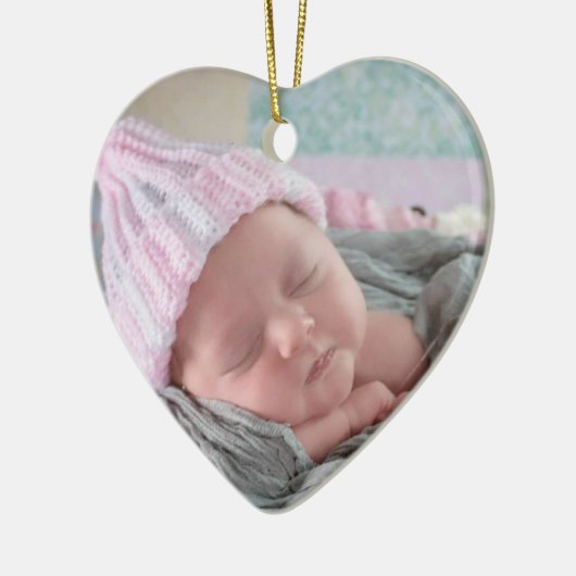 Baby's eerste kerstfeest Newborn Photo Keepomwille Keramisch Ornament (Links)