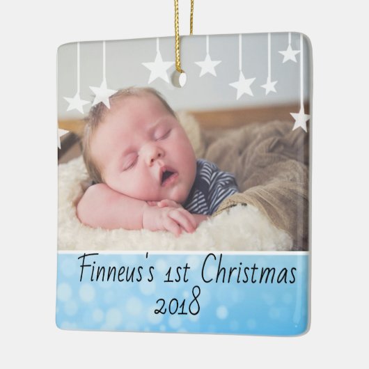 Baby's eerste kerstfeest Newborn Photo Keepomwille Keramisch Ornament (Links)