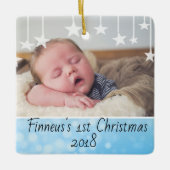 Baby's eerste kerstfeest Newborn Photo Keepomwille Keramisch Ornament (Voorkant)