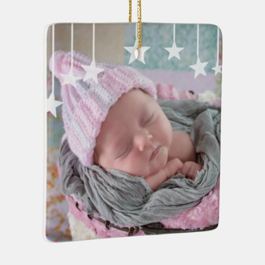 Baby's eerste kerstfeest Newborn Photo Keepomwille Keramisch Ornament (Rechts)
