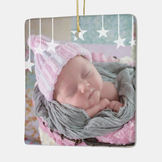 Baby's eerste kerstfeest Newborn Photo Keepomwille Keramisch Ornament (Links)