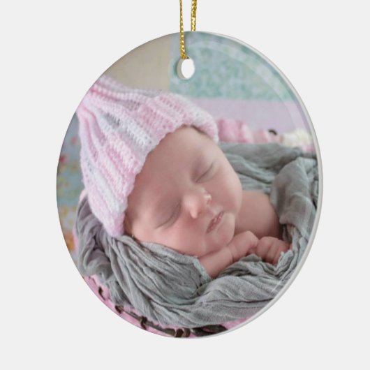 Baby's eerste kerstfeest Newborn Photo Keepomwille Keramisch Ornament (Links)