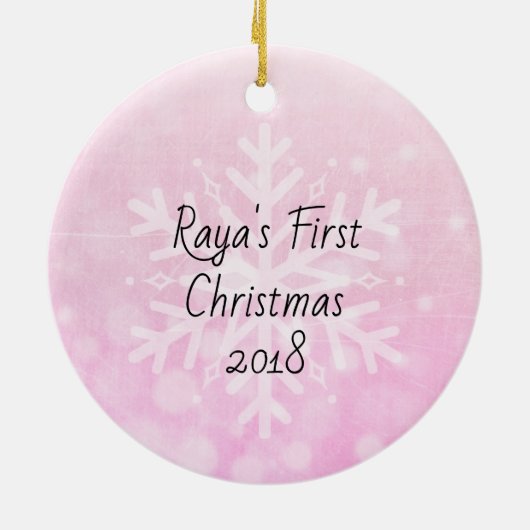 Baby's eerste kerstfeest Newborn Photo Keepomwille Keramisch Ornament (Achterkant)