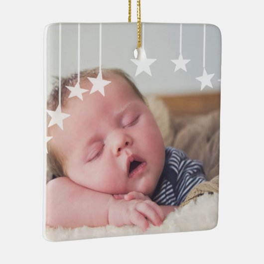 Baby's eerste kerstfeest Newborn Photo Keepomwille Keramisch Ornament (Rechts)
