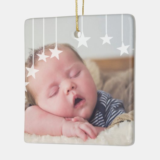 Baby's eerste kerstfeest Newborn Photo Keepomwille Keramisch Ornament (Links)