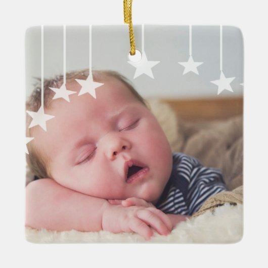 Baby's eerste kerstfeest Newborn Photo Keepomwille Keramisch Ornament (Voorkant)