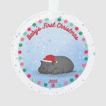 Baby's eerste kerstfeest - Nijlpaard acryl ornamen