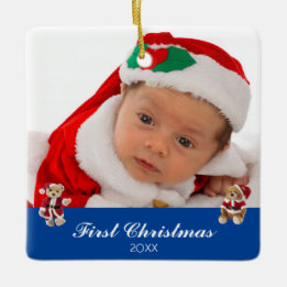 Baby's eerste kerstfeest op maat keramisch ornament