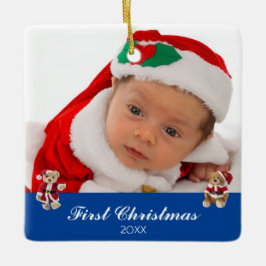 Baby's eerste kerstfeest op maat keramisch ornament