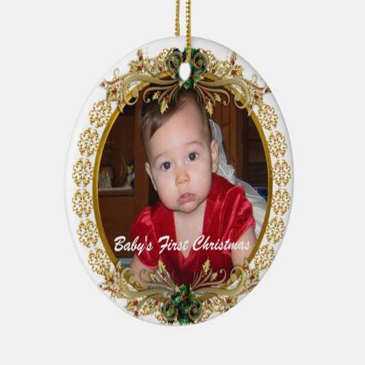 Baby's Eerste Kerstfeest ornament met foto (Rechts)