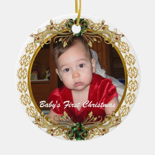 Baby's Eerste Kerstfeest ornament met foto (Voorkant)