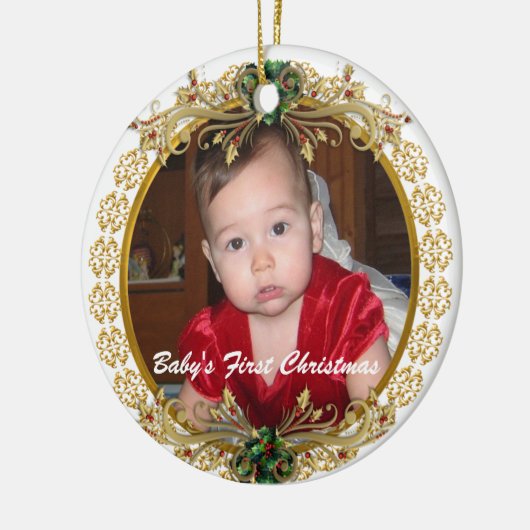 Baby's Eerste Kerstfeest ornament met foto (Links)