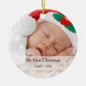 Baby's eerste kerstfeest persoonlijke foto-sjabloo keramisch ornament (Voorkant)
