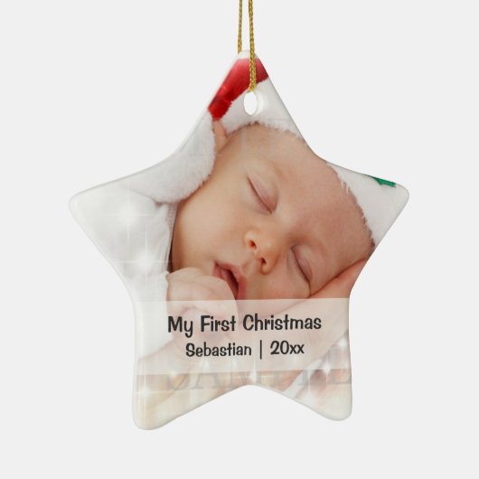 Baby's eerste kerstfeest persoonlijke foto-sjabloo keramisch ornament (Rechts)