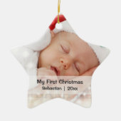 Baby's eerste kerstfeest persoonlijke foto-sjabloo keramisch ornament (Voorkant)
