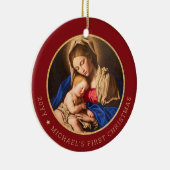 Baby's eerste kerstfeest Religieuze Madonna & Kind Keramisch Ornament (Rechts)
