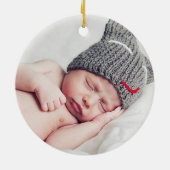 Baby's eerste kerstfeest  rode sneeuwvlok keramisch ornament (Achterkant)