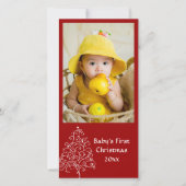 Baby's eerste kerstfeest Rood Feestdagenkaart (Voorkant)