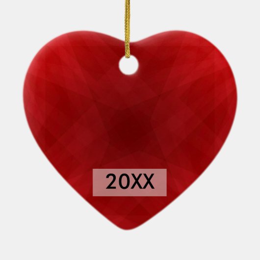 Baby's Eerste Kerstfeest Rood-hartfoto-versiering Keramisch Ornament (Achterkant)