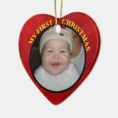 Baby's Eerste Kerstfeest Rood-hartfoto-versiering Keramisch Ornament (Links)
