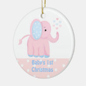 Baby's eerste kerstfeest Roze olifant Keramisch Ornament (Links)