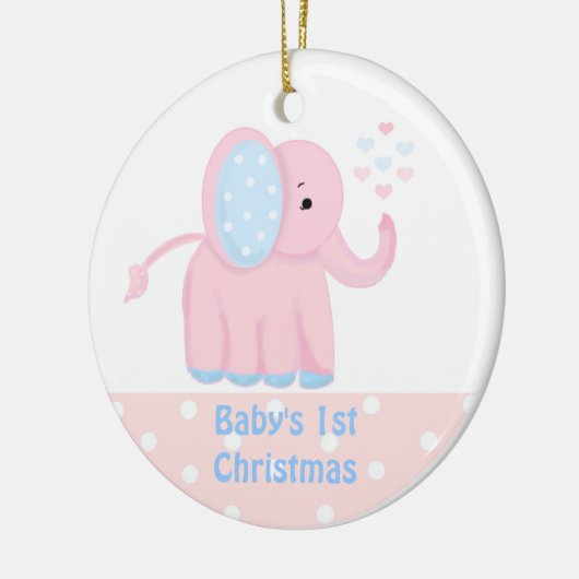 Baby's eerste kerstfeest Roze olifant Keramisch Ornament (Links)