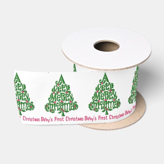 Baby's eerste kerstfeest satijnen lint (Spoel)