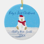 Baby's eerste kerstfeest schattige beer winter keramisch ornament (Voorkant)