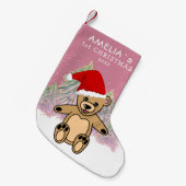 Baby's Eerste Kerstfeest Teddy Bear Sant Pet Kleine Kerstsok (Voorkant (Hangend))