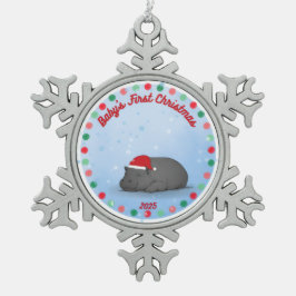 Baby's eerste kerstfeest - tinnen nijlpaard orname tin sneeuwvlok ornament