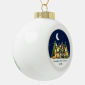 Baby's Eerste Kerstfeest Waterverf Bosdieren Keramische Bal Ornament (Links)