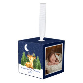 Baby's eerste kerstfeest Waterverf Deer Foto Decoratie (Voorkant hoekig)