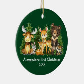 Baby's eerste kerstfeest Waterverf Dieren Deer Keramisch Ornament (Rechts)