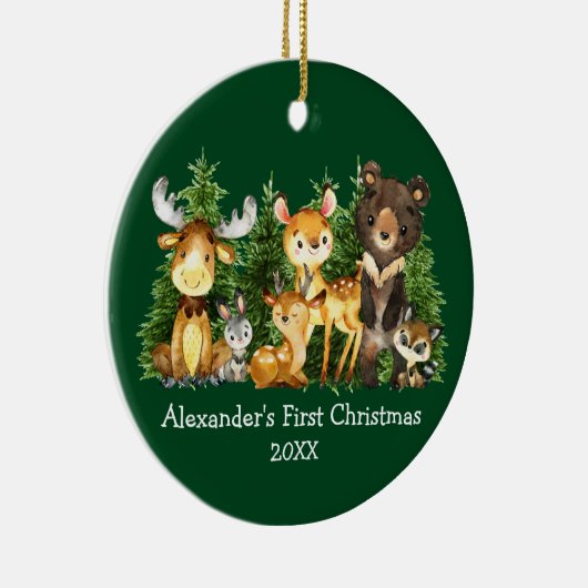 Baby's eerste kerstfeest Waterverf Dieren Deer Keramisch Ornament (Rechts)