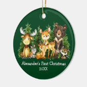 Baby's eerste kerstfeest Waterverf Dieren Deer Keramisch Ornament (Links)