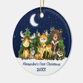 Baby's eerste kerstfeest Waterverf dierlijk hemel Keramisch Ornament (Links)