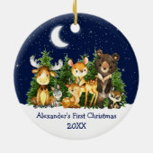 Baby's eerste kerstfeest Waterverf dierlijk hemel Keramisch Ornament (Achterkant)